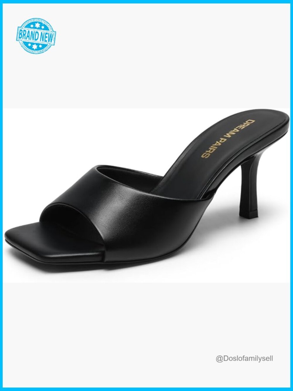 Square Toe Kitten Heel Slide Sandals - Chic Slip On Low Heeled Mules